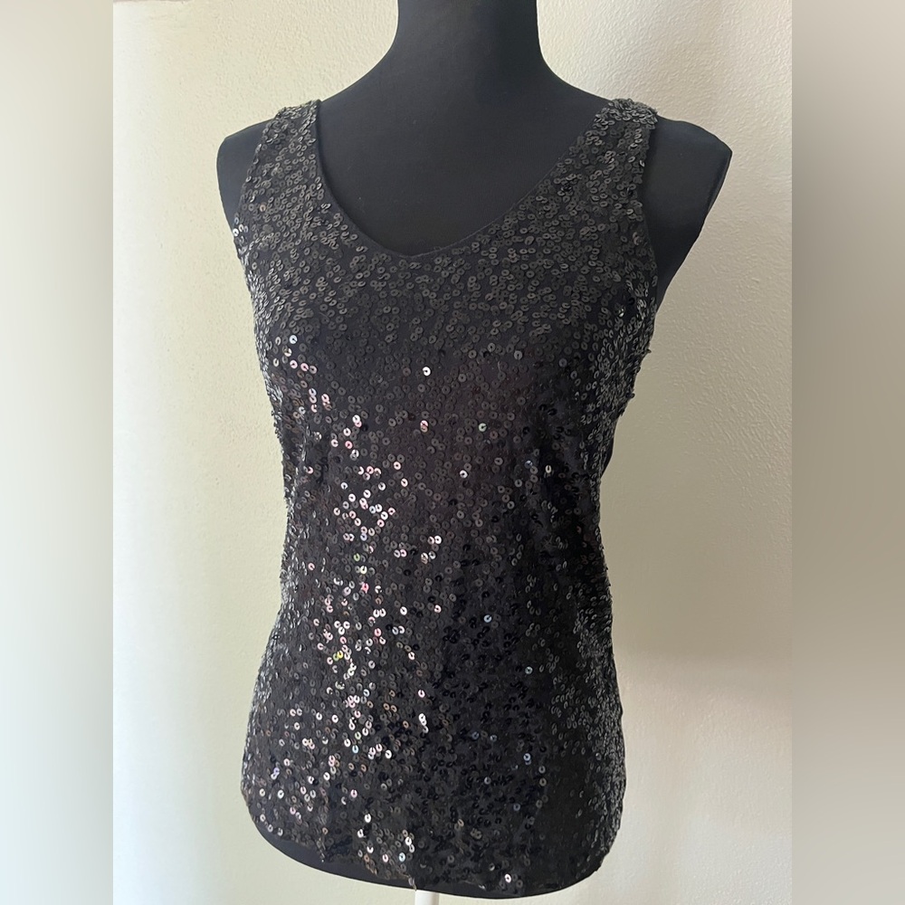 J. Crew Black Sequin Tank Top